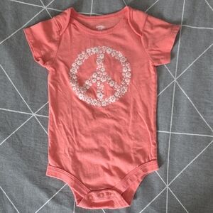 George Coral Baby Bodysuit with Peace Sign